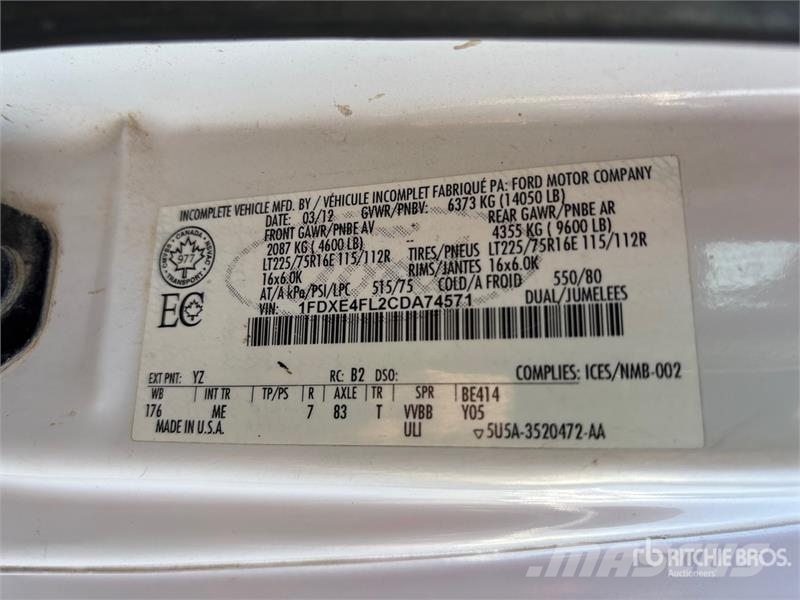 Ford E-450 4x2 Van Truck Sanduk kamioni