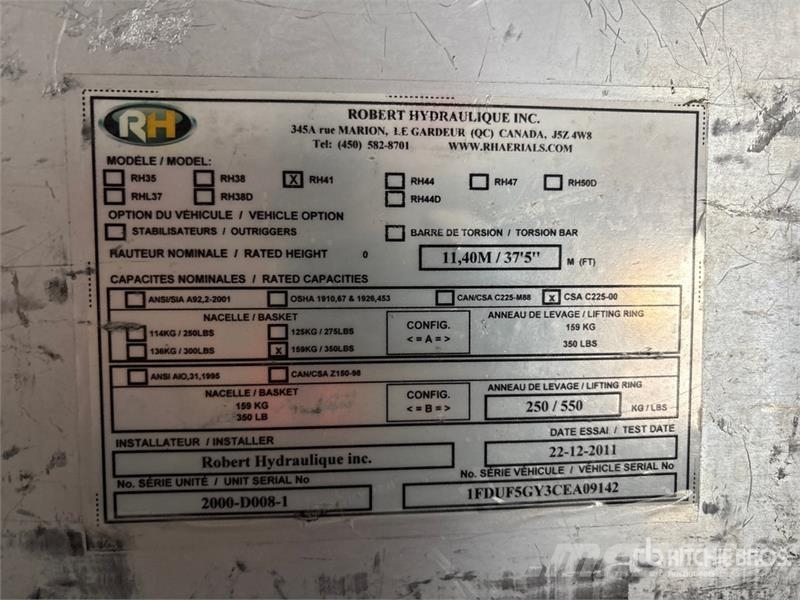 Ford RH RH41 37 ft on Ford F-550 XL 4x2 Van Mounted Ae Plataformas sobre camión