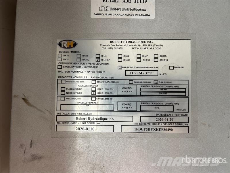 Ford RH RH41-LP 11.51 m on Ford F-550 XL 4x4 Van Mount Teherautóra szerelt emelők és állványok