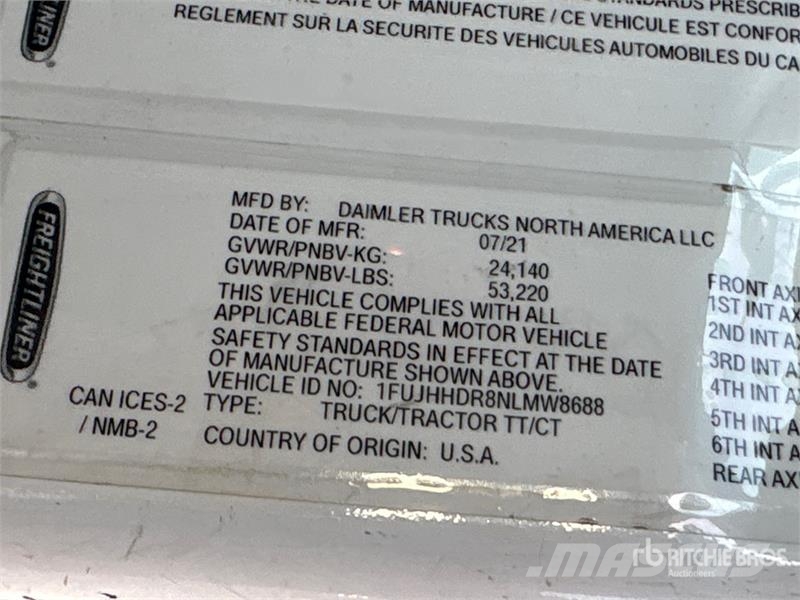 Freightliner Cascadia 126 6x4 T/A Sleeper Truck Tractor Tracteur routier