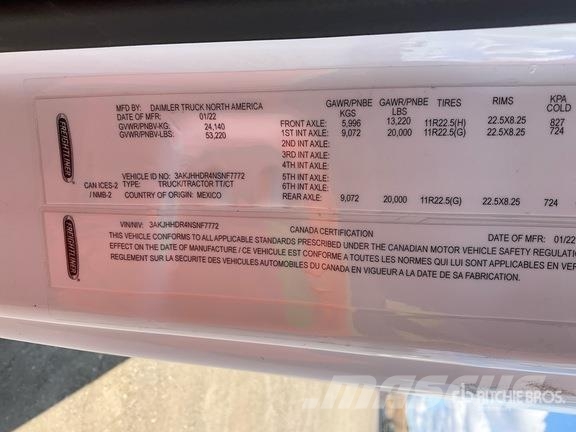 Freightliner Cascadia 126 6x4 T/A Sleeper Truck Tractor وحدات الجر