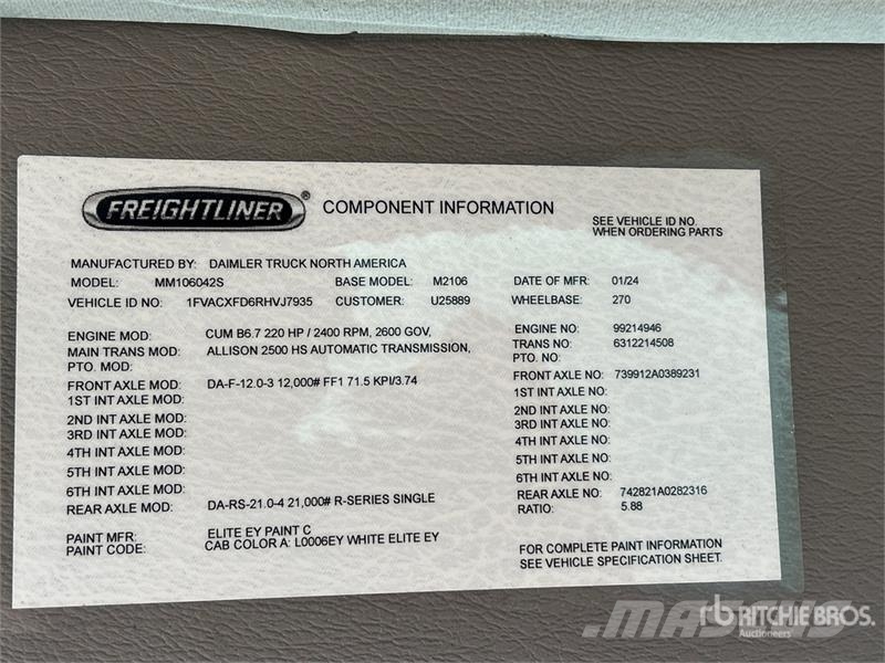 Freightliner M2 106 4x2 Van Truck Sanduk kamioni