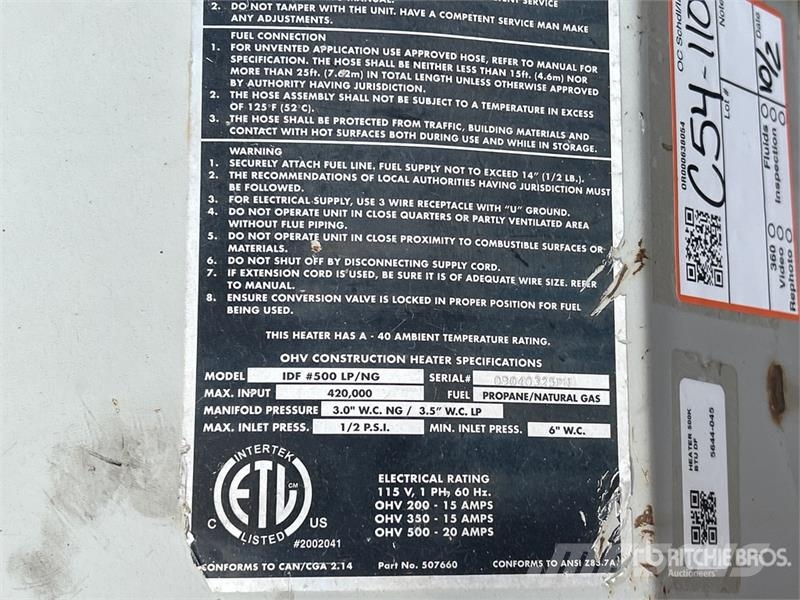 Frost Fighter IDF500 LP/NG Heating and thawing equipment