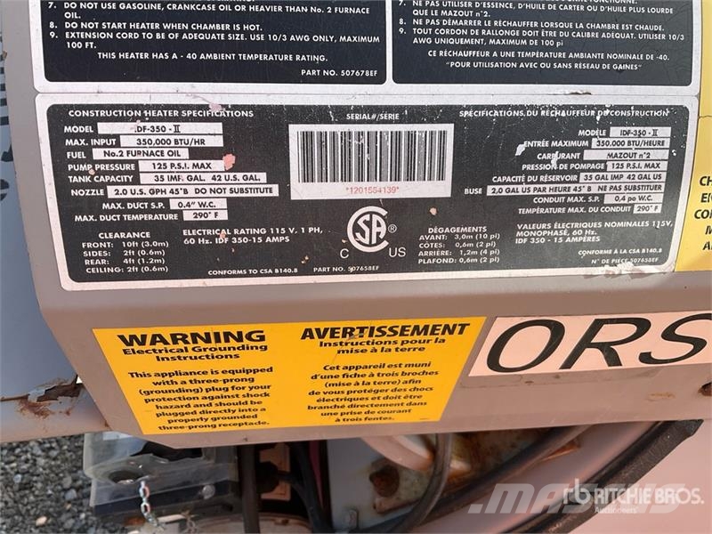  Frostfight IDF-350-II 350000 BTU Space Heater Heating and thawing equipment