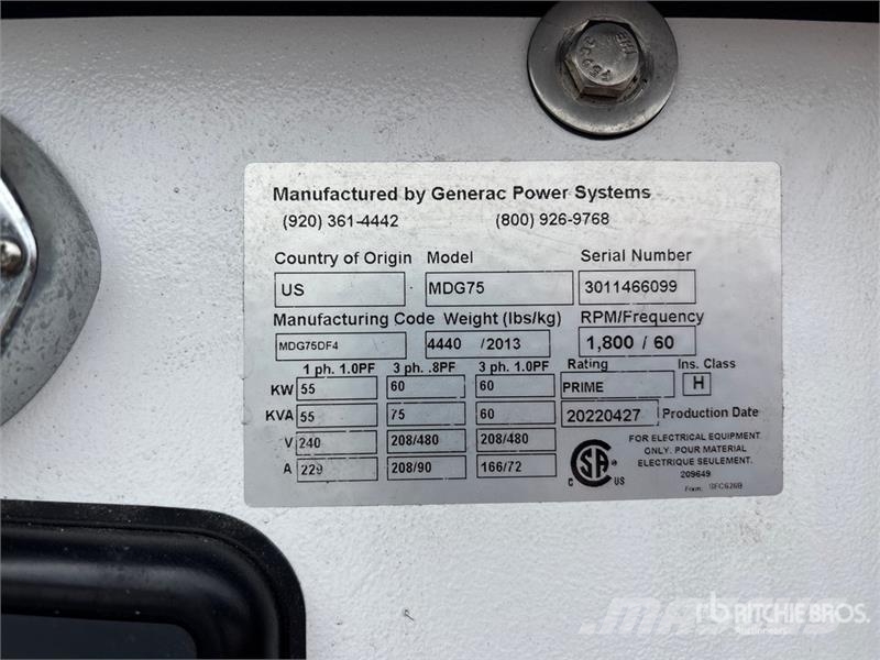 Generac MDG75 60 kW Mobile Generator Set ディーゼル発電機