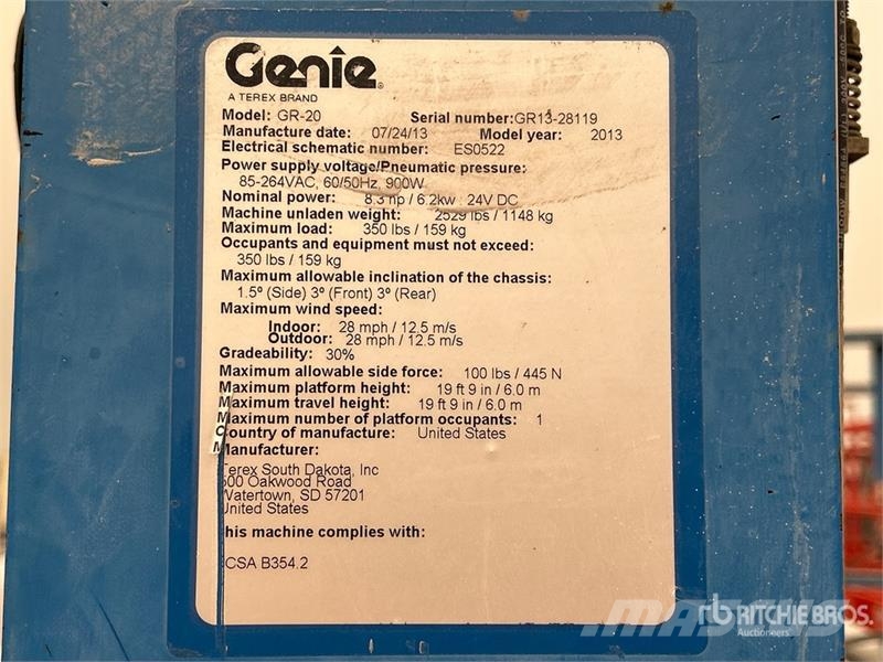 Genie GR-20 Vertical Mast Lift Vertical mast lifts