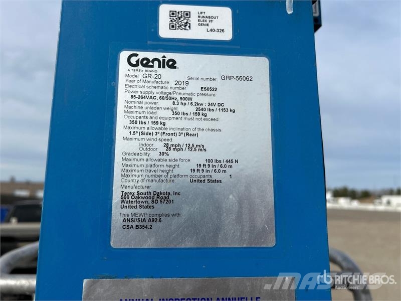 Genie GR-20 Vertical Mast Lift Personenaufzüge
