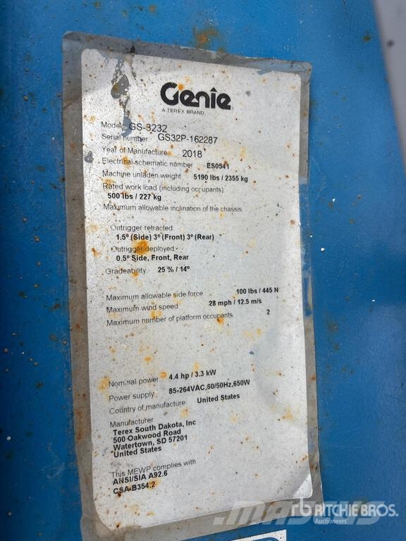 Genie GS-3232 Electric Scissor Lift Šķerveida pacēlāji