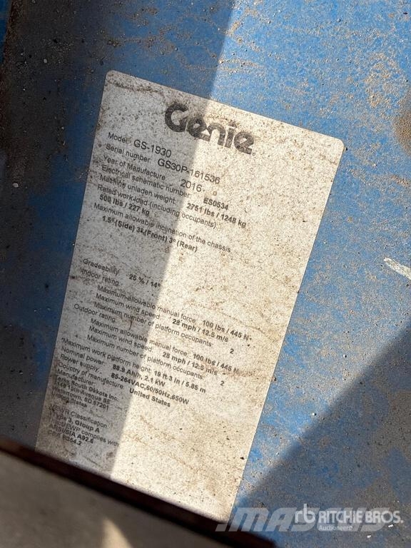 Genie GS1930 Electric Scissor Lift Nacelle ciseaux