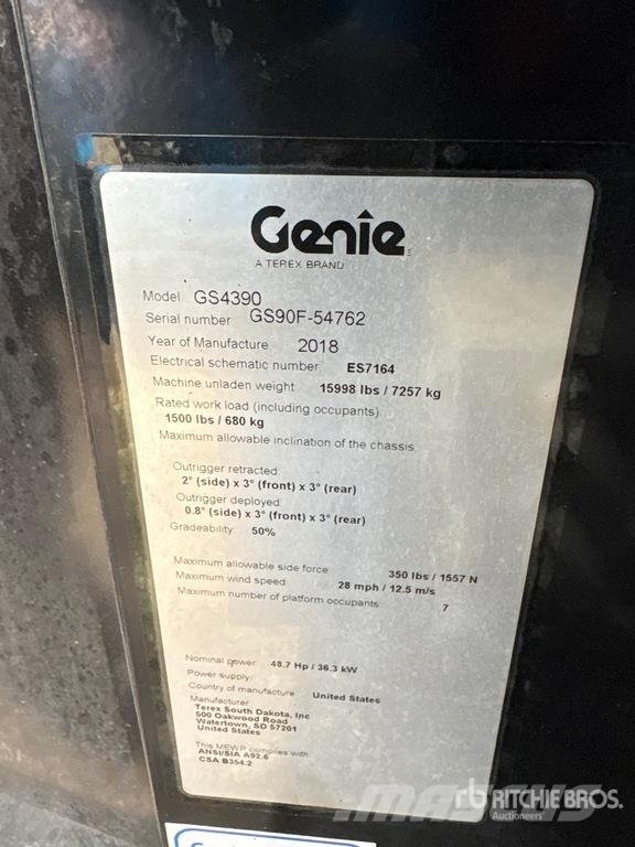 Genie GS4390 4x4 Diesel Scissor Lift Nacelle ciseaux