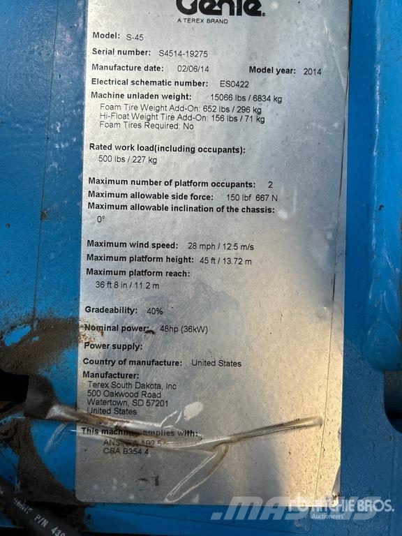 Genie S-45 Teleskopske dvižne ploščadi