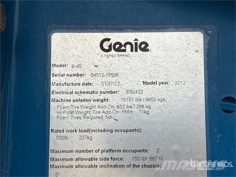 Genie S-45 2WD Diesel Articulating Boom Lift Telescoophoogwerkers