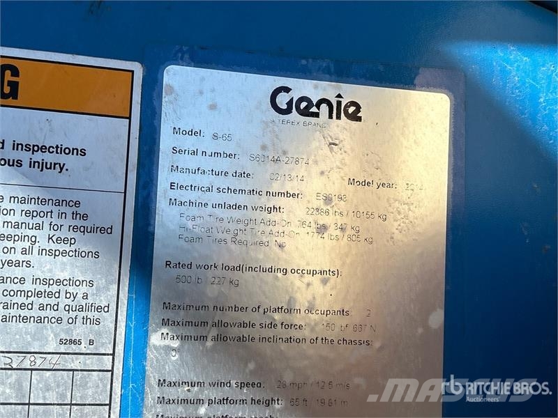 Genie S-65 4WD Diesel Telescopic Boom Lift Teleskopske podizne platforme