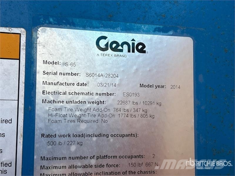 Genie S-65 4WD Dual Fuel Telescopic Boom Lift Teleskopske podizne platforme