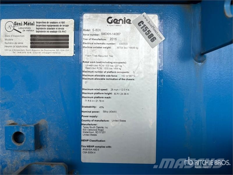 Genie S-80X 4WD Diesel Telescopic Boom Lift Teleskopske podizne platforme