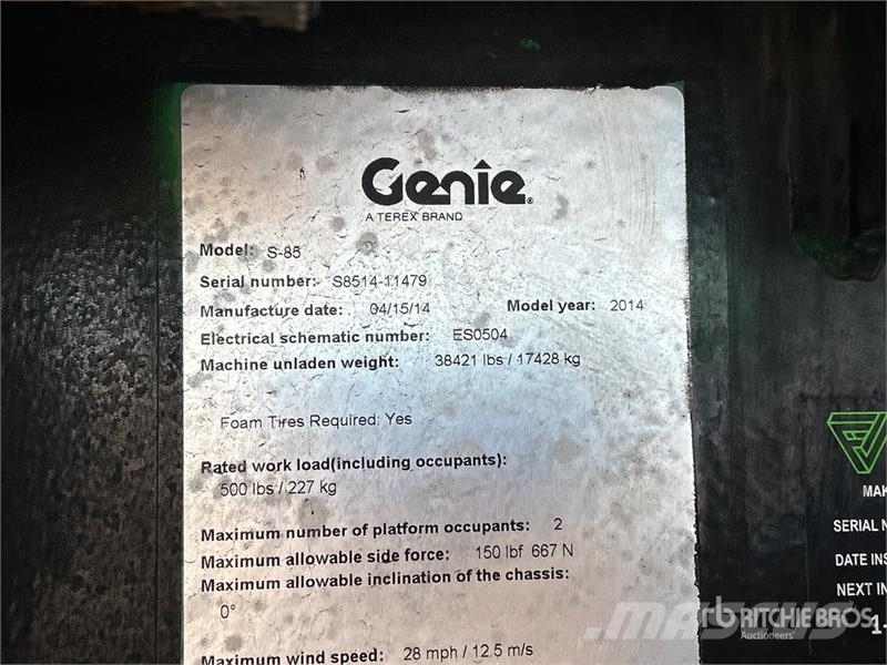 Genie S-85 4WD Diesel Telescopic Boom Lift Teleskopske dvižne ploščadi