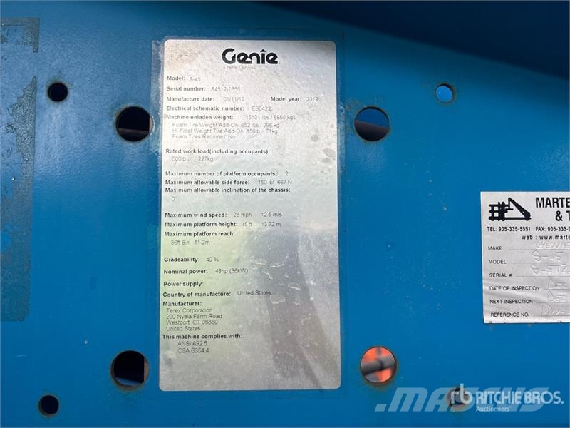 Genie S45 4WD Diesel Telescopic Boom Lift Telescopic boom lifts