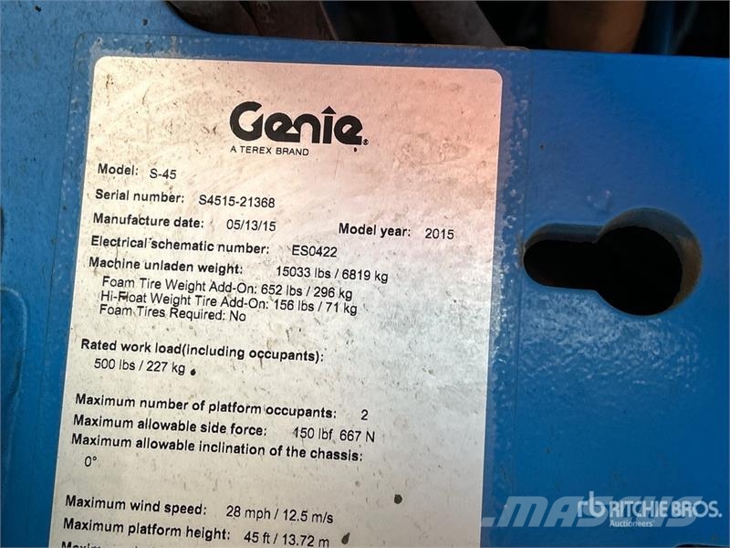 Genie S45 Telescopic Boom Lift Nacelles télescopiques
