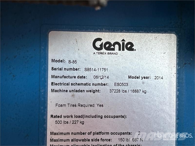 Genie S85 4WD Diesel Telescopic Boom Lift 견인식 전동이동 리프트