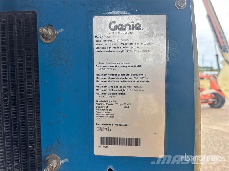 Genie Z-135/70 4WD Diesel Articulating Boom Lift Zglobne dvižne ploščadi