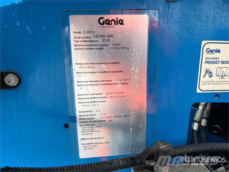 Genie Z-33/18 2WD Electric Articulating Boom Lift Strēles pacēlāji