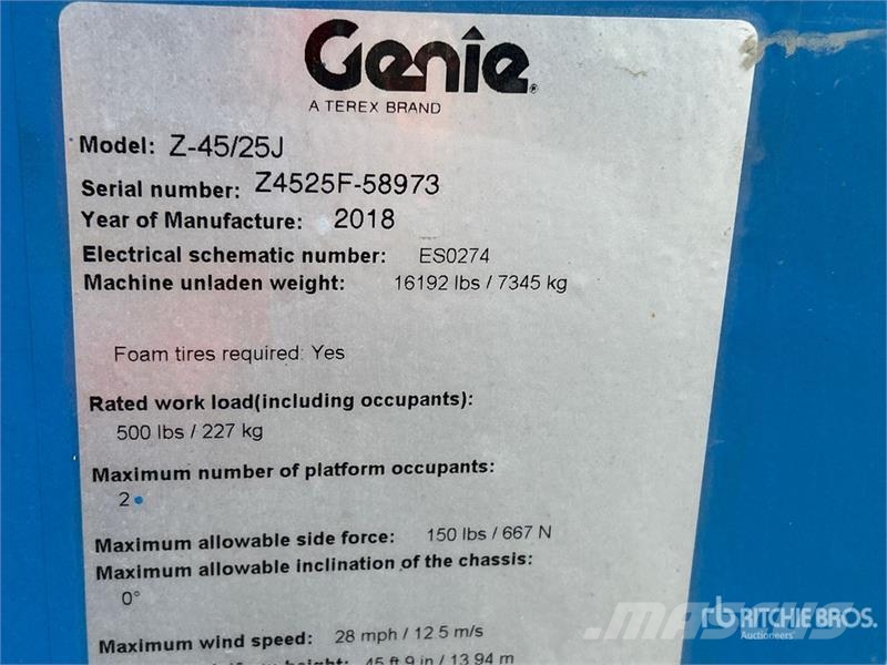 Genie Z-45/25J 2WD Electric Articulating Boom Lift Gelenkteleskoparbeitsbühnen