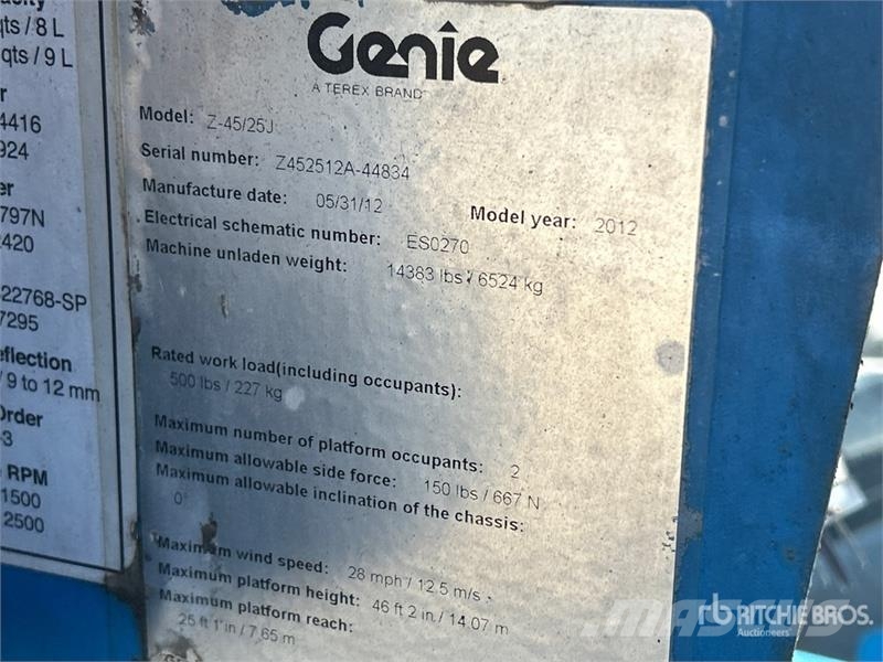 Genie Z-45/25J 4WD Diesel Articulating Boom Lift Knikarmhoogwerkers