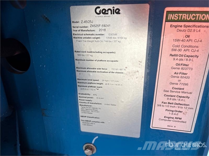 Genie Z-45/25J 4WD Diesel Articulating Boom Lift Articulated boom lifts