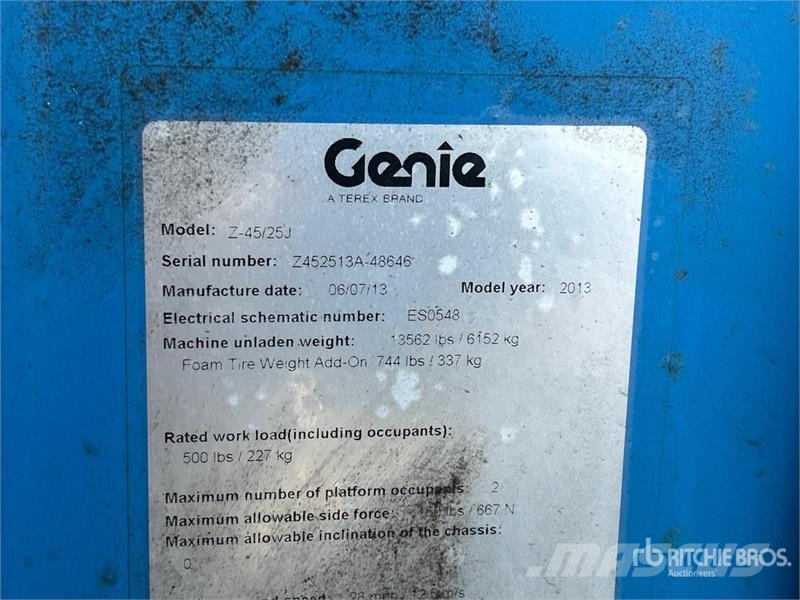 Genie Z-45/25J 4WD Dual Fuel Articulating Boom Lift 관절형 전동이동 리프트