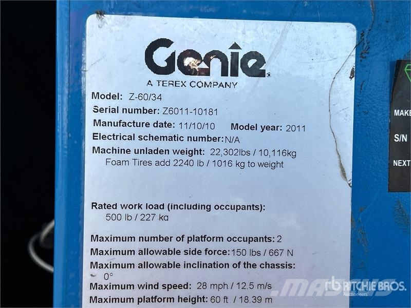 Genie Z-60/34 4WD Gasoline Articulating Boom Lift رافعات سلة مفصلية