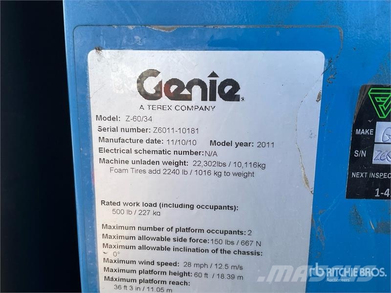 Genie Z-60/34 4WD Gasoline Articulating Boom Lift رافعات سلة مفصلية