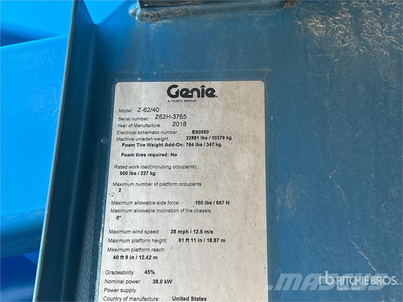 Genie Z62-40 Articulating Boom Lift رافعات سلة مفصلية