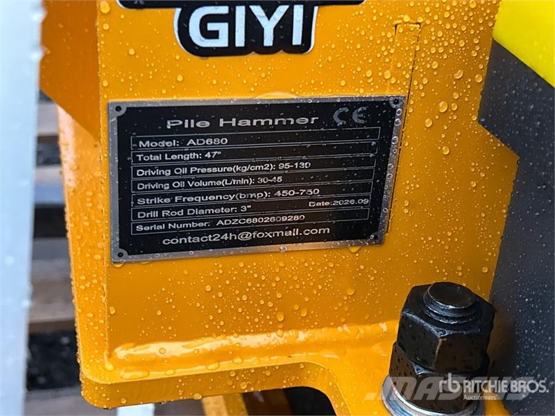 GIYI AD680 Skid Steer Post Driver (Unused) Fencing equipment