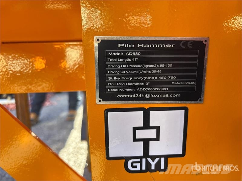 GIYI GY-AD680 Skid Steer Post Driver (Unused) Gårds‐husdyr gjerder