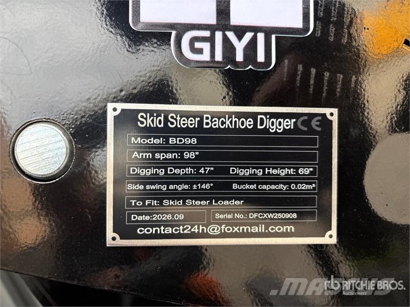  GIYI GY-BD98 47 in Skid Steer Backhoe (Unused) Tranšėjų kasimo technika