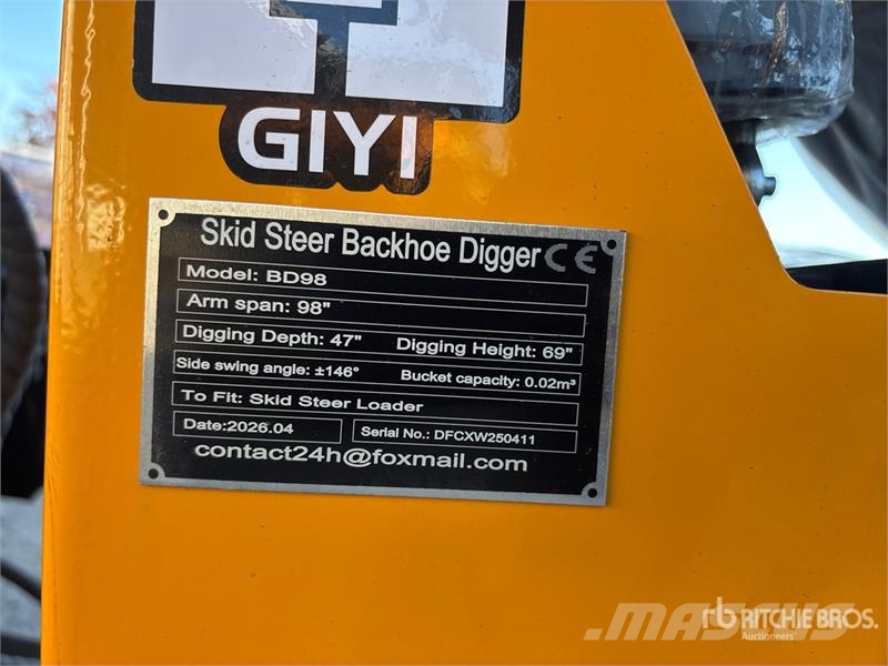  GIYI GY-BD98 47 in Skid Steer Backhoe (Unused) جرافات عكسية