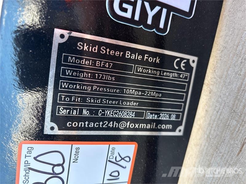  GIYI GY-BF47 47 in Skid Steer Bale Spear (Unused) Otros componentes