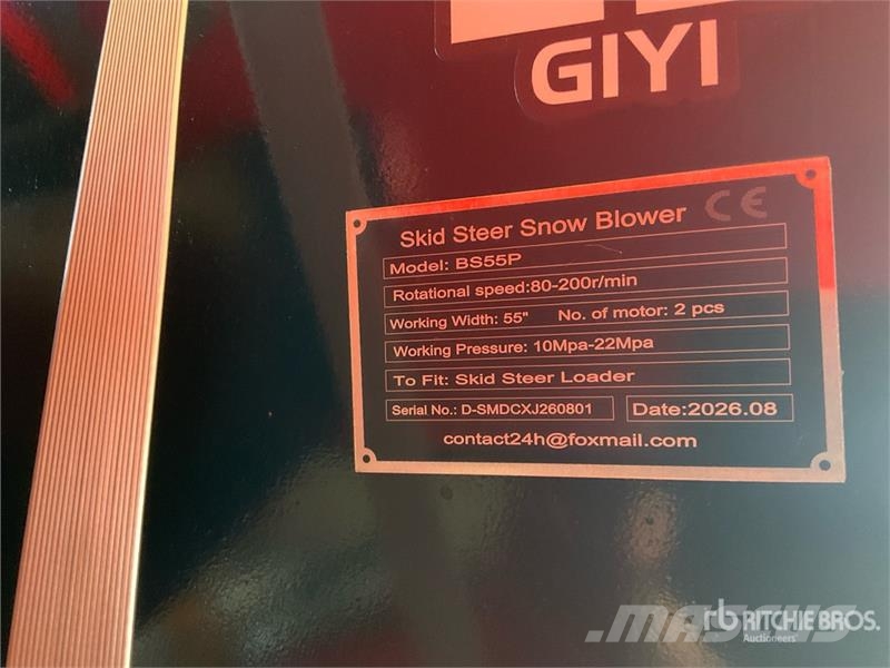 GIYI GY-BS57 55 in Skid Steer Snowblower (Unused) Sneeuwblazers