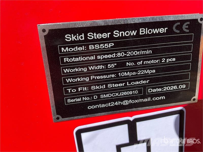  GIYI GY-BS57 55 in Skid Steer Snowblower (Unused) قاذفات الجليد