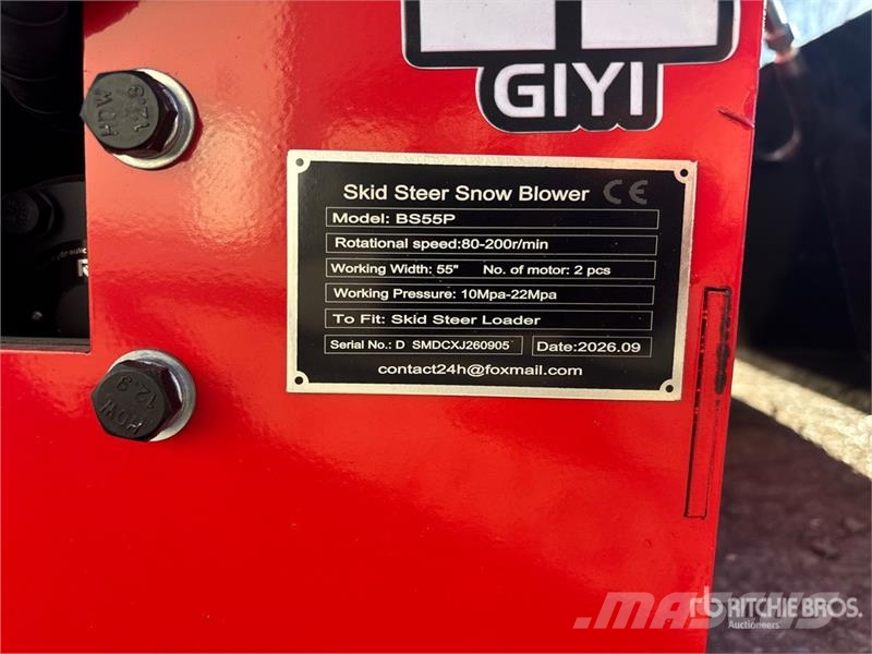  GIYI GY-BS57 55 in Skid Steer Snowblower (Unused) Lançadores de neve