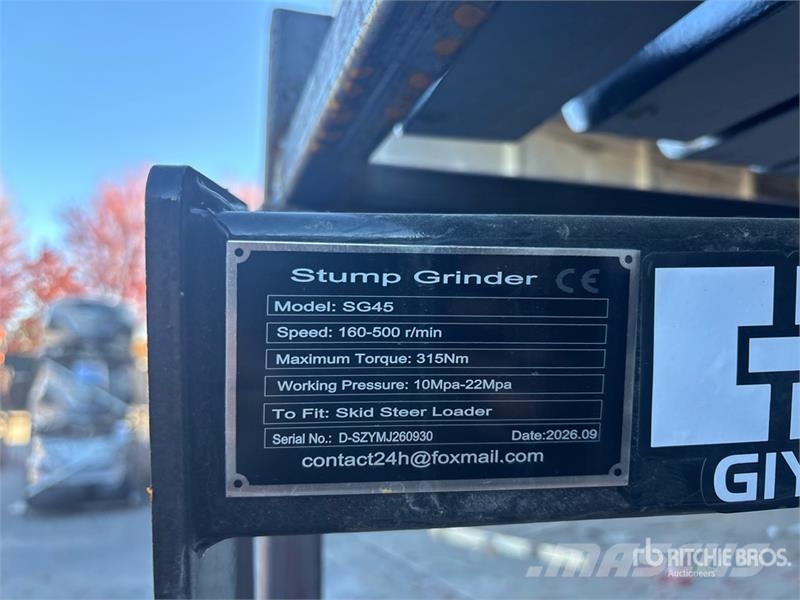  GIYI GY-BSG45 Skid Steer Stump Grinder (Unused) 動力耙和旋轉式耕耘機