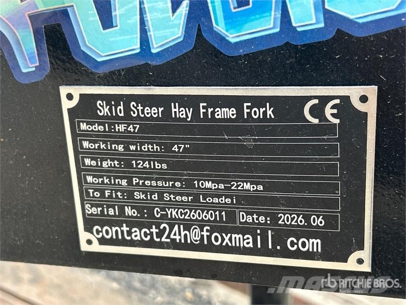 GIYI GY-HF47 47 in Skid Steer Bale Spear (Unused) Drugi deli