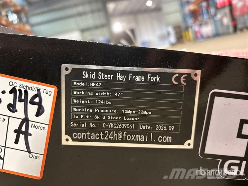  GIYI GY-HF47 Skid Steer Bale Spear (Unused) مكونات أخرى