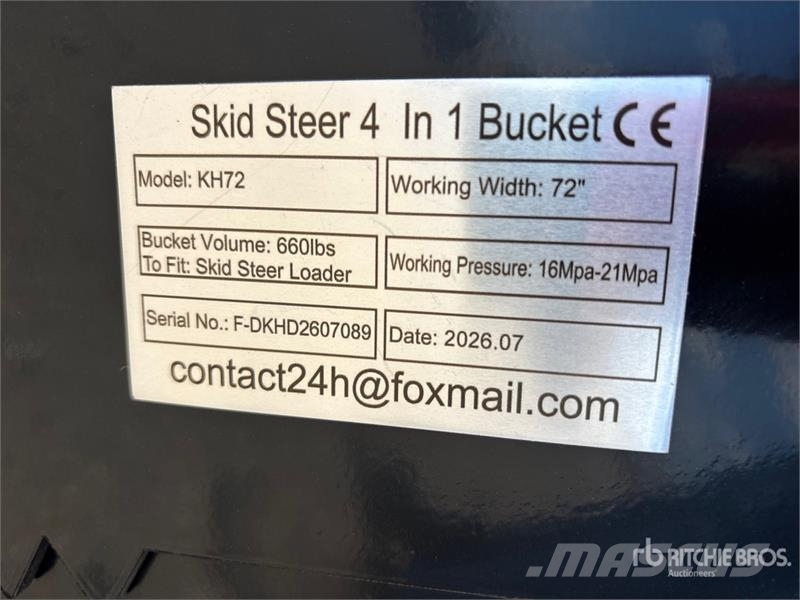 GIYI GY-KH72F 72 in Multi-Purpose Skid Steer Bucke Godet