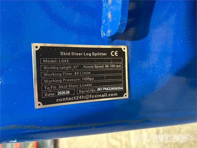  GIYI GY-LS43 43 in Skid Steer Log Splitter (Unused قطاعات وقسامات خشب