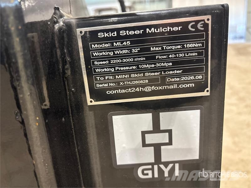 GIYI GY-ML45 32 in Skid Steer Mulcher (Unused) Forstmulcher