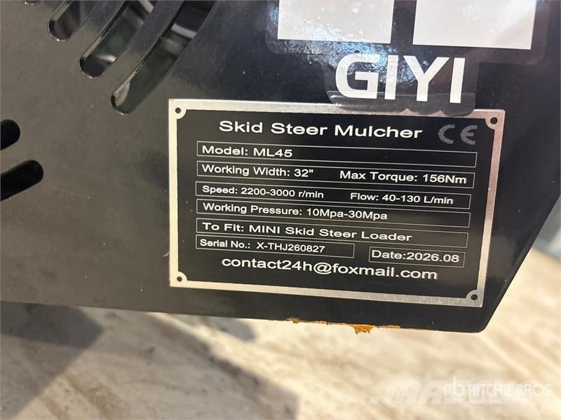 GIYI GY-ML45 32 in Skid Steer Mulcher (Unused) Forstmulcher