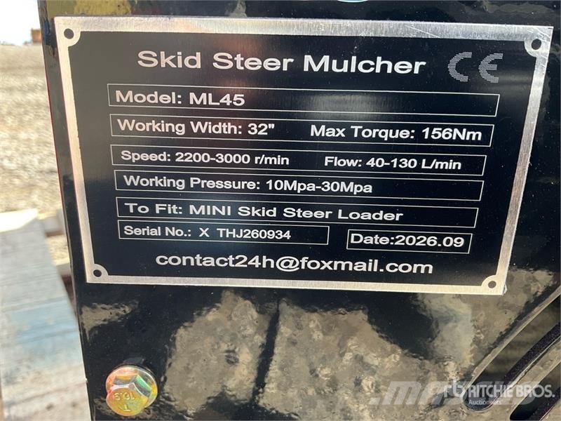  GIYI GY-ML45 32 in Skid Steer Mulcher (Unused) Trituradoras forestales