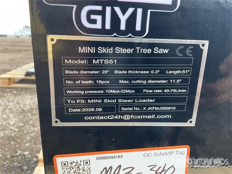  GIYI GY-MTS51 28 in Mini Skid Steer Tree Saw (Unus Otros componentes