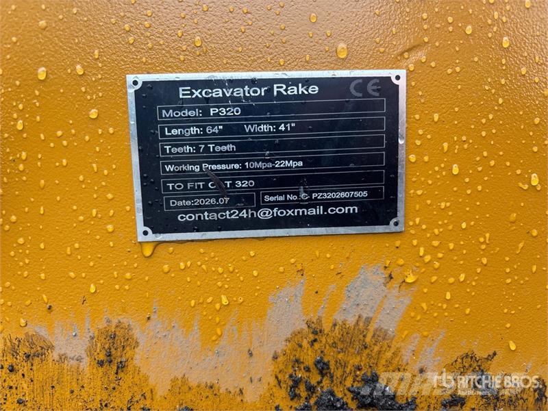  GIYI GY-P320 Excavator Rake - Fits Cat 320 (Unused Rastrilladoras y rastrilladoras giratorias